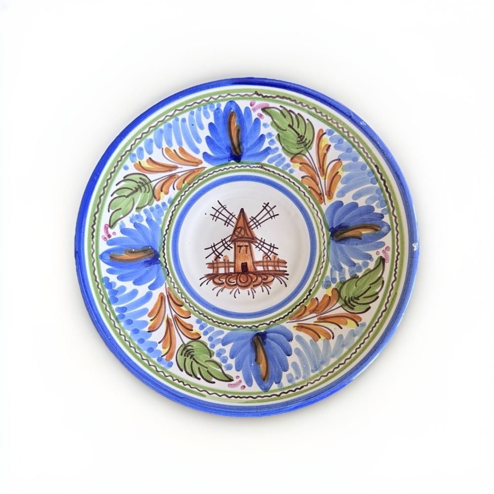 Signed J.C.F Plate Wind Mill 10" Hand Painted Art Collectible Vintage Artist - Picture 2 of 5